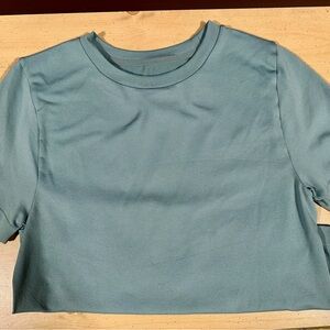 a new day Light Teal Crewneck Crop Tee